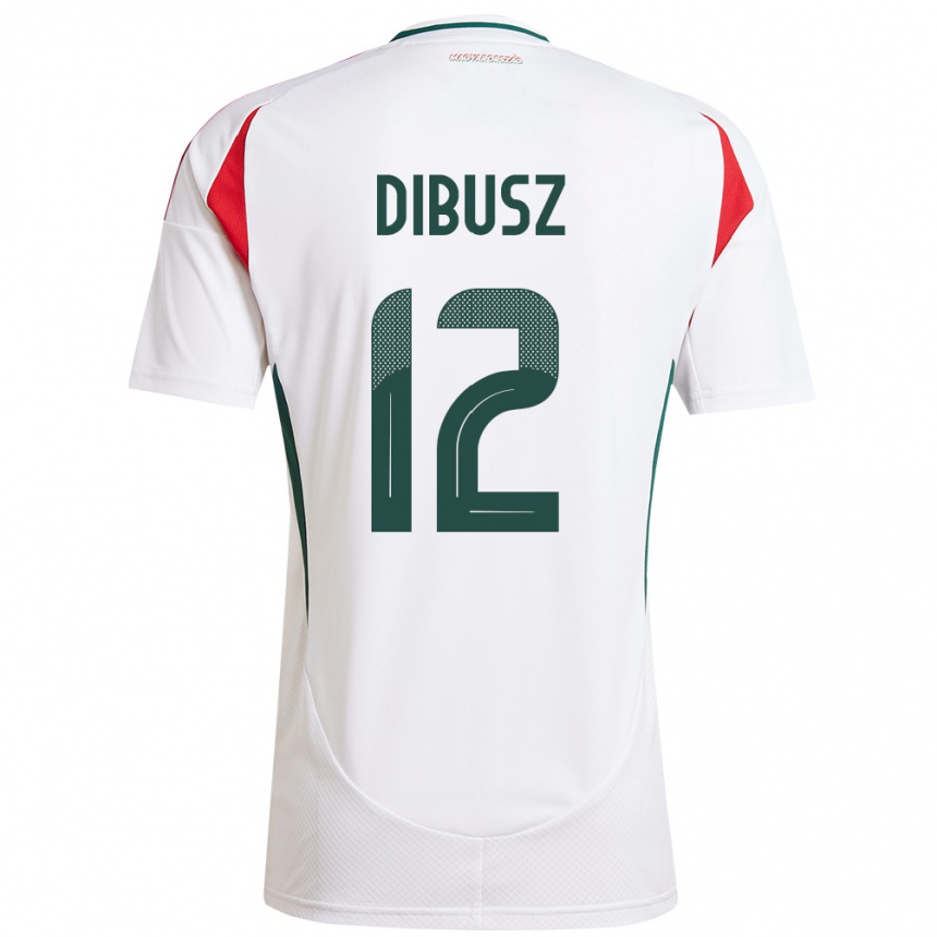 レディースフットボールハンガリーデネス・ディブス#12白アウェイシャツ24-26ジャージーユニフォーム