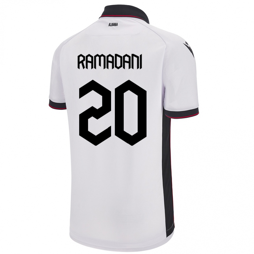 レディースフットボールアルバニアイルベル・ラマダニ#20白アウェイシャツ24-26ジャージーユニフォーム