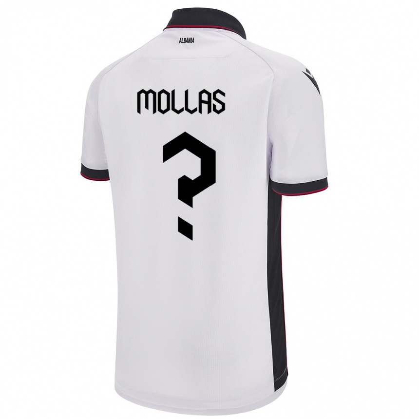 レディースフットボールアルバニアArbi Mollas#0白アウェイシャツ24-26ジャージーユニフォーム