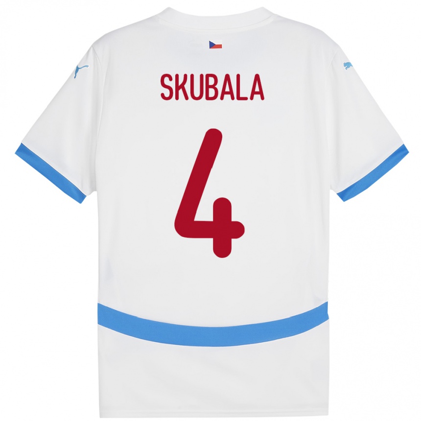 レディースフットボールチェコTomas Skubala#4白アウェイシャツ24-26ジャージーユニフォーム