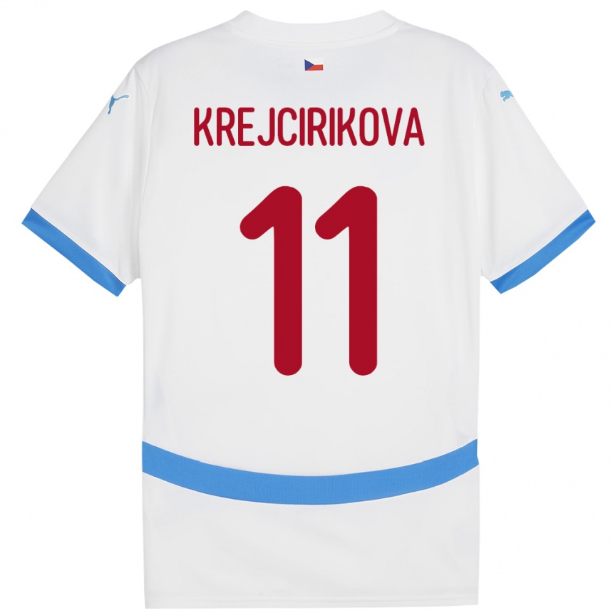 レディースフットボールチェコTereza Krejčiříková#11白アウェイシャツ24-26ジャージーユニフォーム