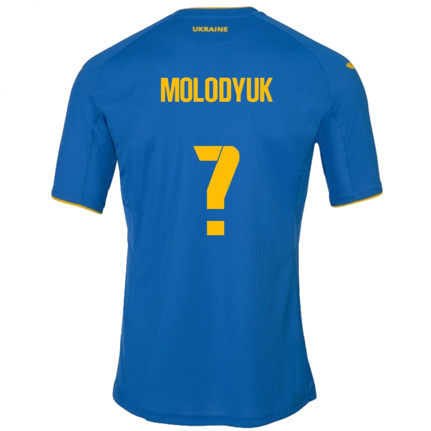 レディースフットボールウクライナYelyzaveta Molodyuk#0青アウェイシャツ24-26ジャージーユニフォーム