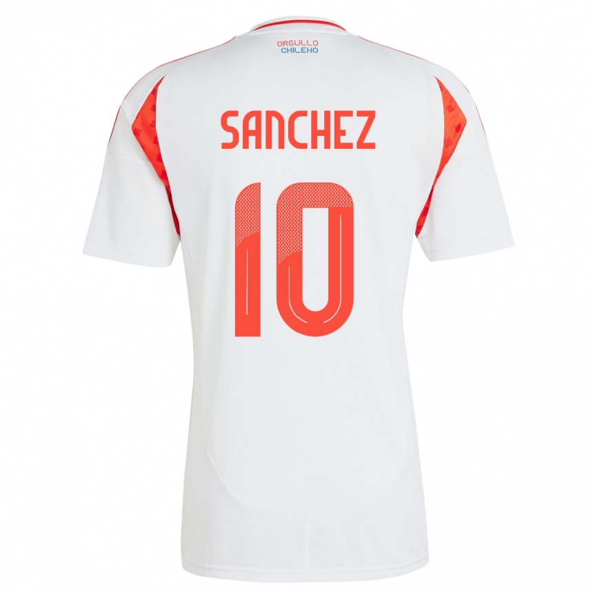 レディースフットボールチリアレクシス・サンチェス#10白アウェイシャツ24-26ジャージーユニフォーム