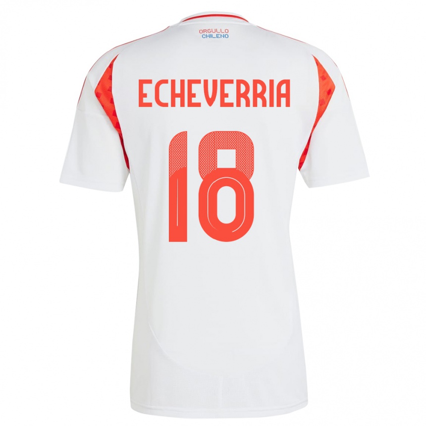 レディースフットボールチリロドリゴ・エチェベリア#18白アウェイシャツ24-26ジャージーユニフォーム