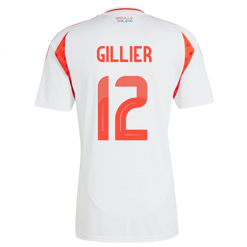 レディースフットボールチリThomas Gillier#12白アウェイシャツ24-26ジャージーユニフォーム