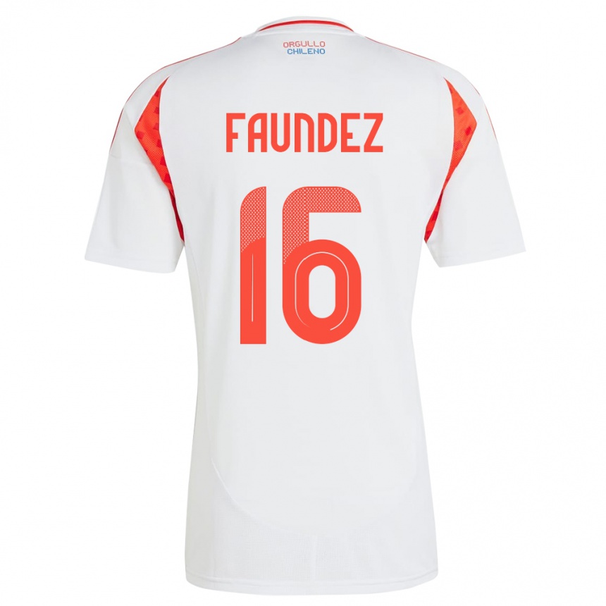 レディースフットボールチリFelipe Faúndez#16白アウェイシャツ24-26ジャージーユニフォーム