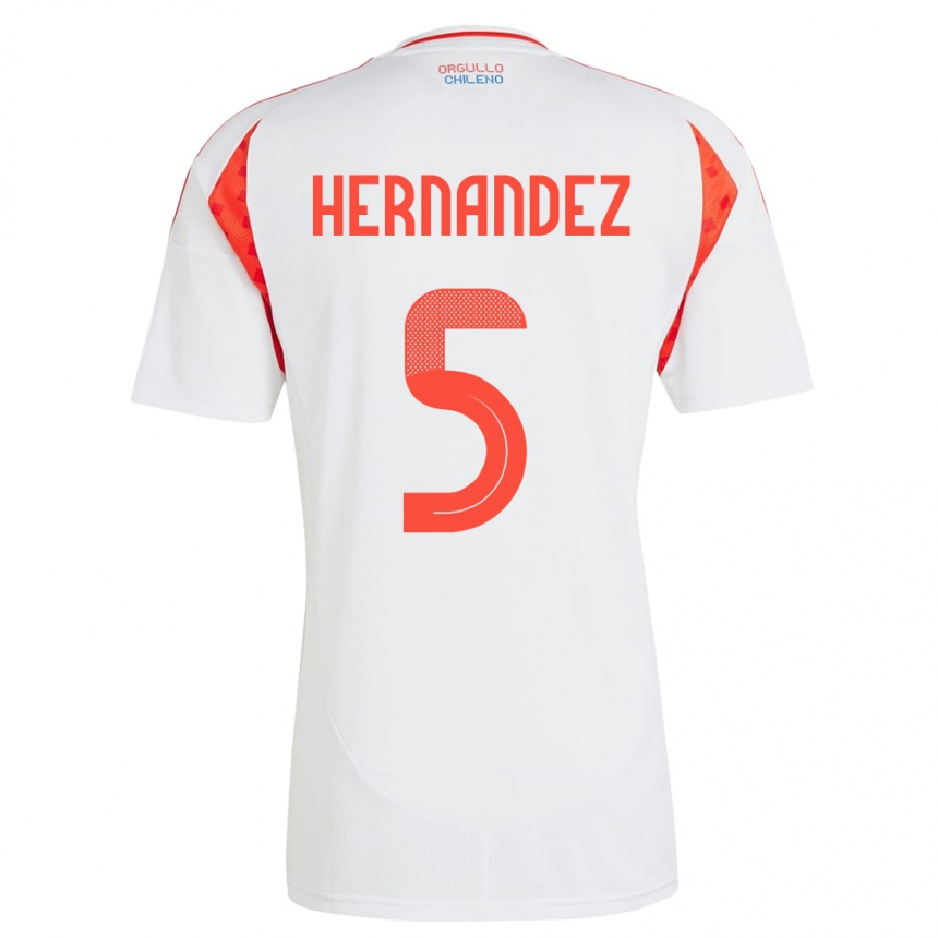 レディースフットボールチリMonserrat Hernández#5白アウェイシャツ24-26ジャージーユニフォーム
