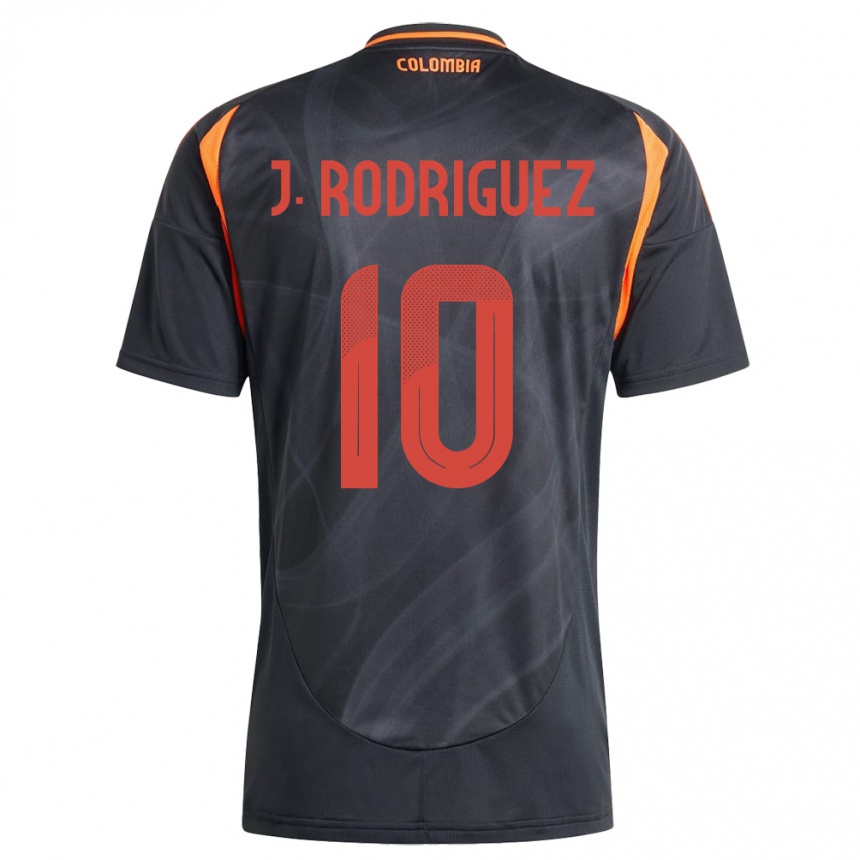 レディースフットボールコロンビアハメス・ロドリゲス#10黒アウェイシャツ24-26ジャージーユニフォーム