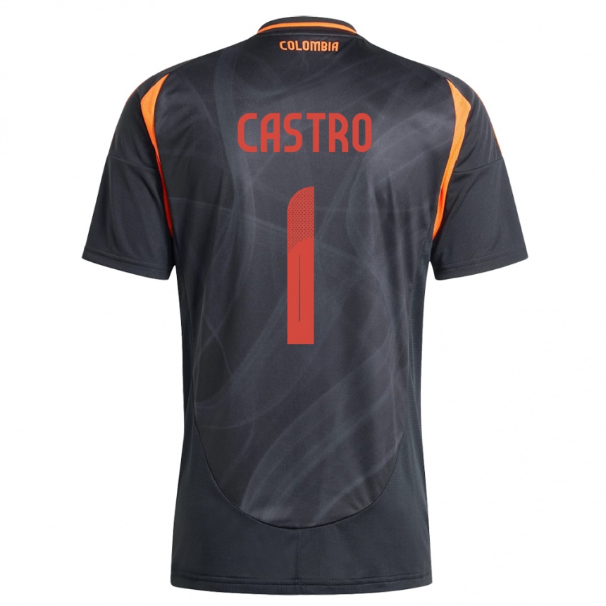 レディースフットボールコロンビアDanny Castro#1黒アウェイシャツ24-26ジャージーユニフォーム