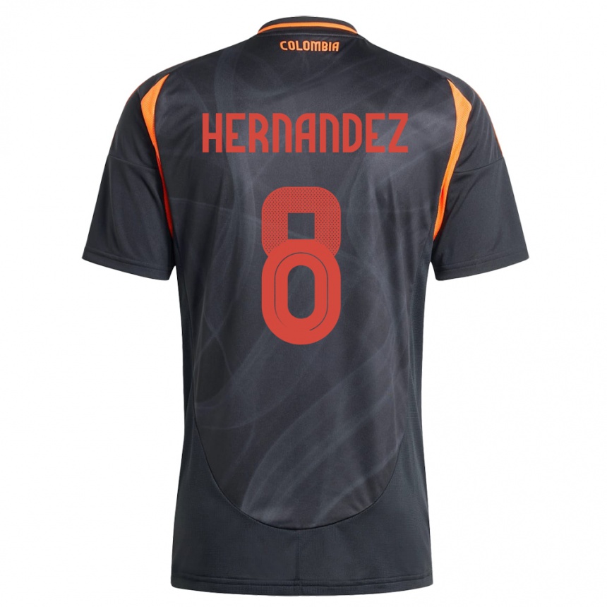 レディースフットボールコロンビアNatalia Hernández#8黒アウェイシャツ24-26ジャージーユニフォーム