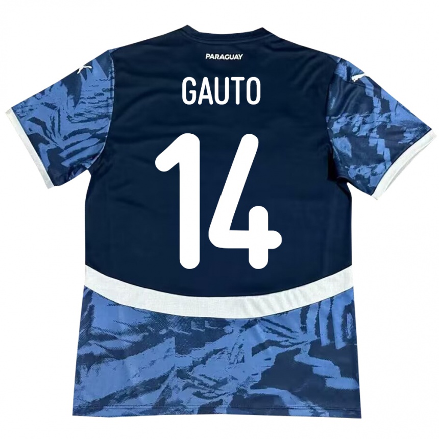 レディースフットボールパラグアイAriel Gauto#14青アウェイシャツ24-26ジャージーユニフォーム