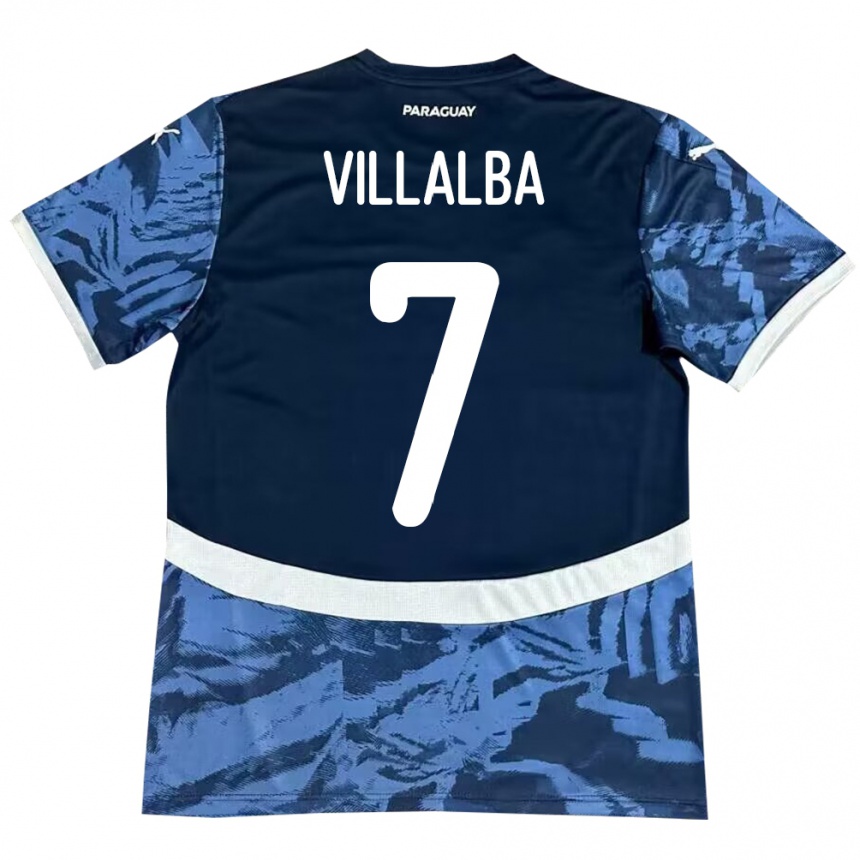レディースフットボールパラグアイRodrigo Villalba#7青アウェイシャツ24-26ジャージーユニフォーム