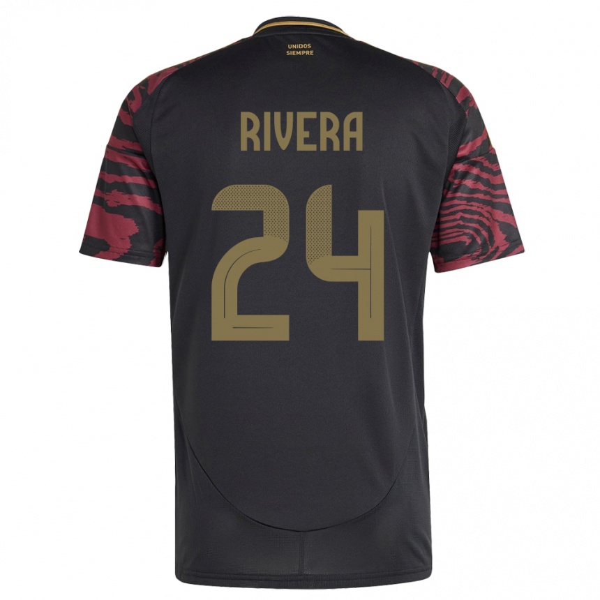 レディースフットボールペルーJosé Rivera#24黒アウェイシャツ24-26ジャージーユニフォーム