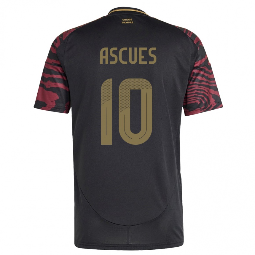 レディースフットボールペルーアドリアン・アスクエス#10黒アウェイシャツ24-26ジャージーユニフォーム