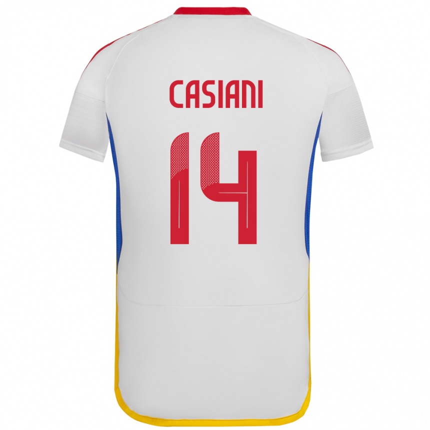 レディースフットボールベネズエラLuis Casiani#14白アウェイシャツ24-26ジャージーユニフォーム