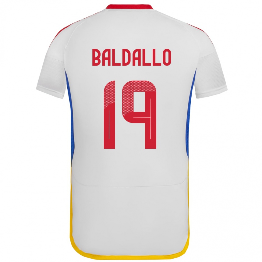 レディースフットボールベネズエラMicheel Baldallo#19白アウェイシャツ24-26ジャージーユニフォーム