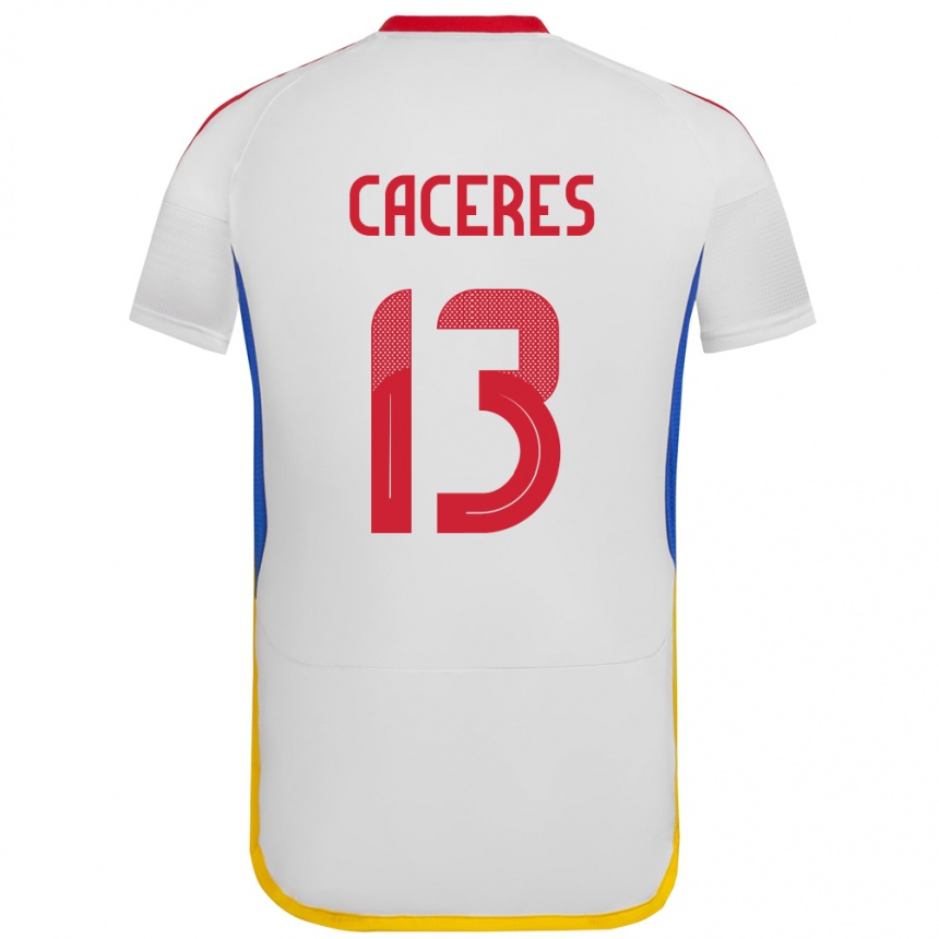 レディースフットボールベネズエラNayluisa Cáceres#13白アウェイシャツ24-26ジャージーユニフォーム