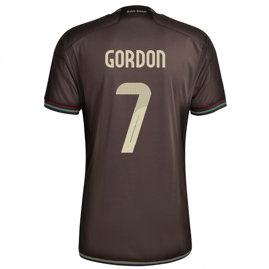 レディースフットボールジャマイカRobino Gordon#7ナイトブラウンアウェイシャツ24-26ジャージーユニフォーム