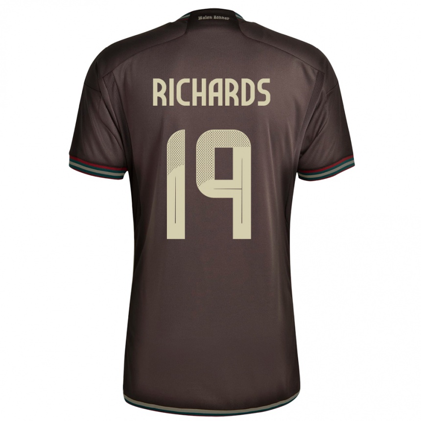 レディースフットボールジャマイカDavia Richards#19ナイトブラウンアウェイシャツ24-26ジャージーユニフォーム