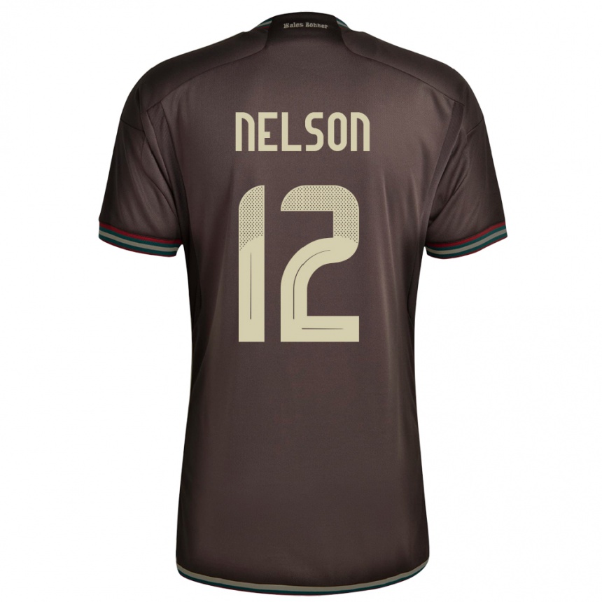 レディースフットボールジャマイカTyiesha Nelson#12ナイトブラウンアウェイシャツ24-26ジャージーユニフォーム