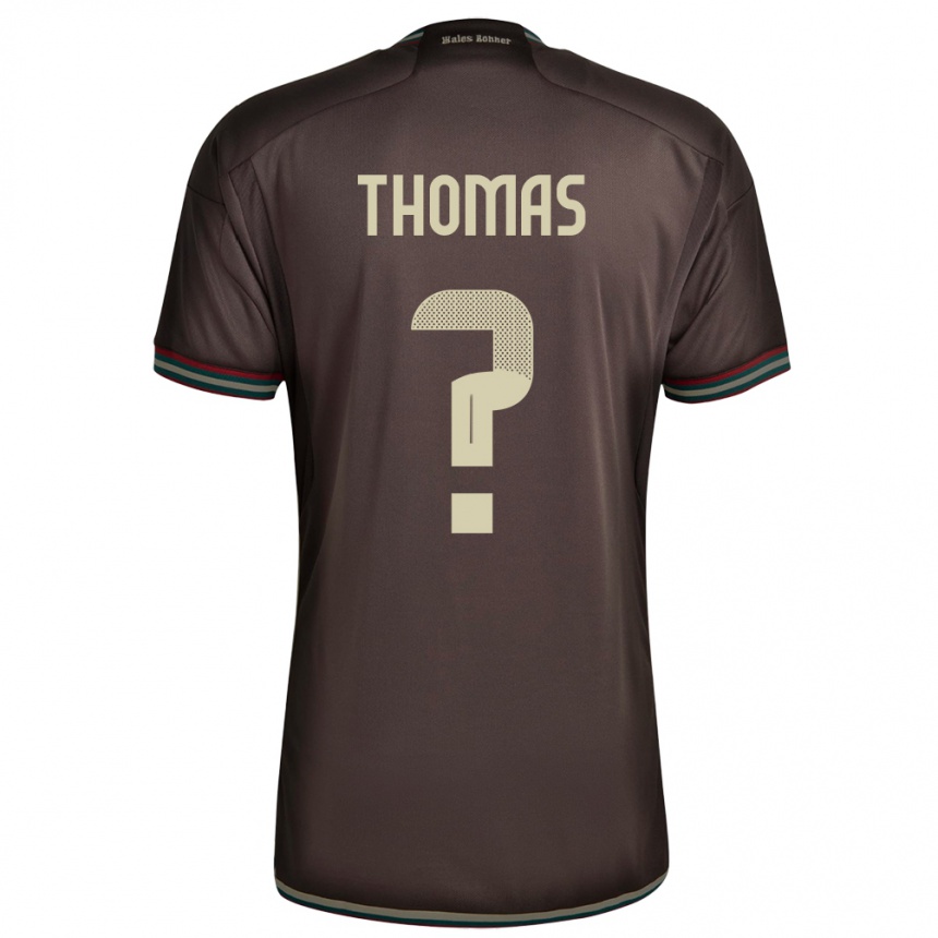 レディースフットボールジャマイカKersha Thomas#0ナイトブラウンアウェイシャツ24-26ジャージーユニフォーム