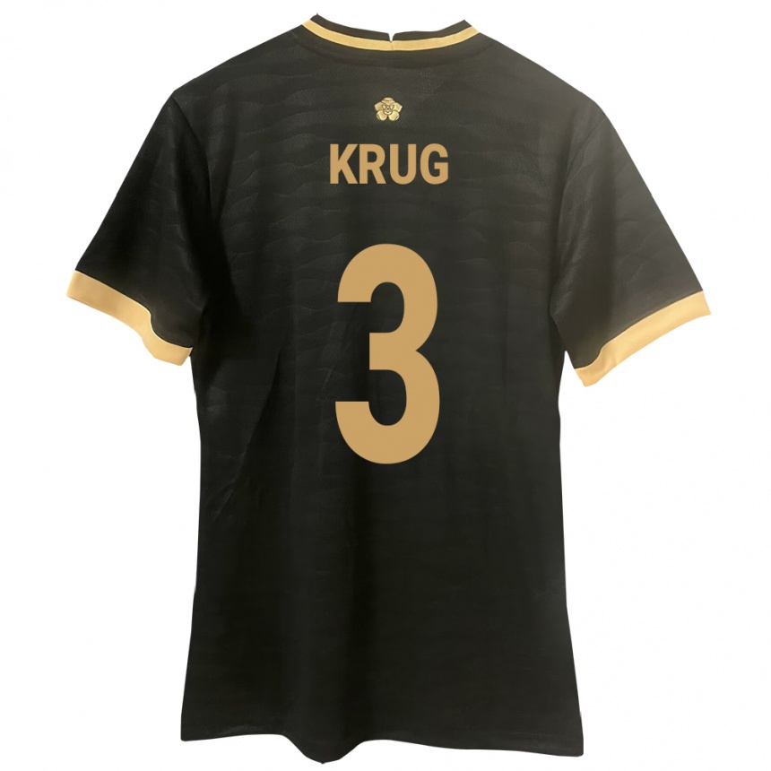 レディースフットボールパナマMartín Krug#3黒アウェイシャツ24-26ジャージーユニフォーム