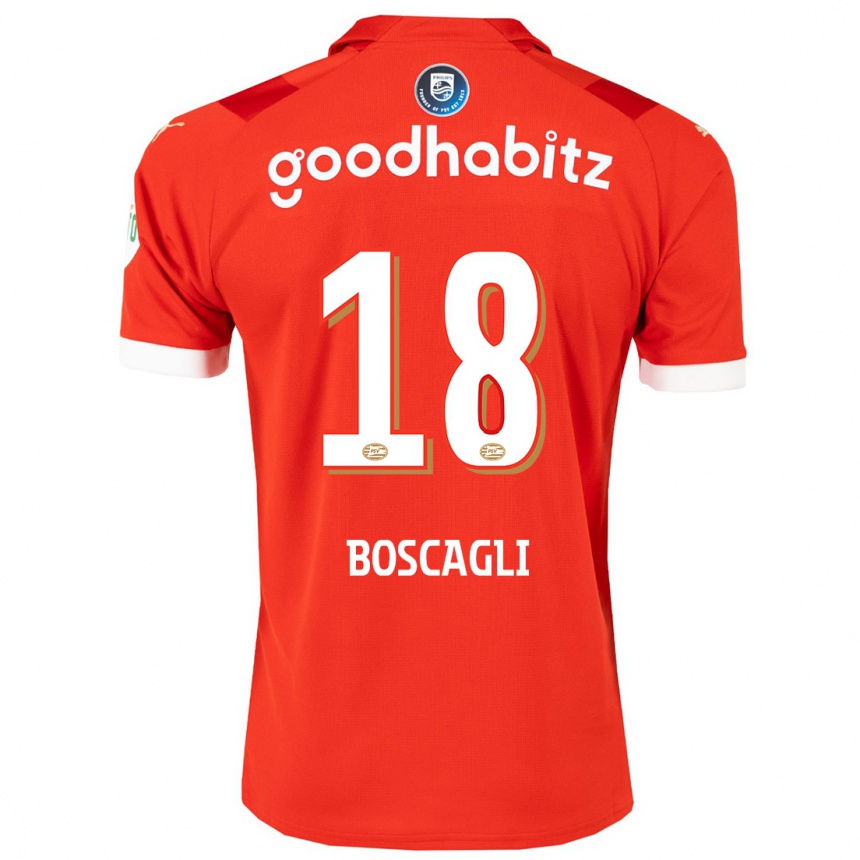キッズフットボールオリヴィエ・ボスカリ#18赤ホームシャツ2023/24ジャージーユニフォーム