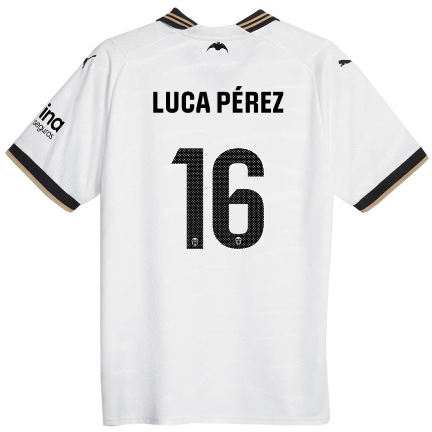 キッズフットボールシモン・ルカ・ペレス・ゴンサレス#16白ホームシャツ2023/24ジャージーユニフォーム