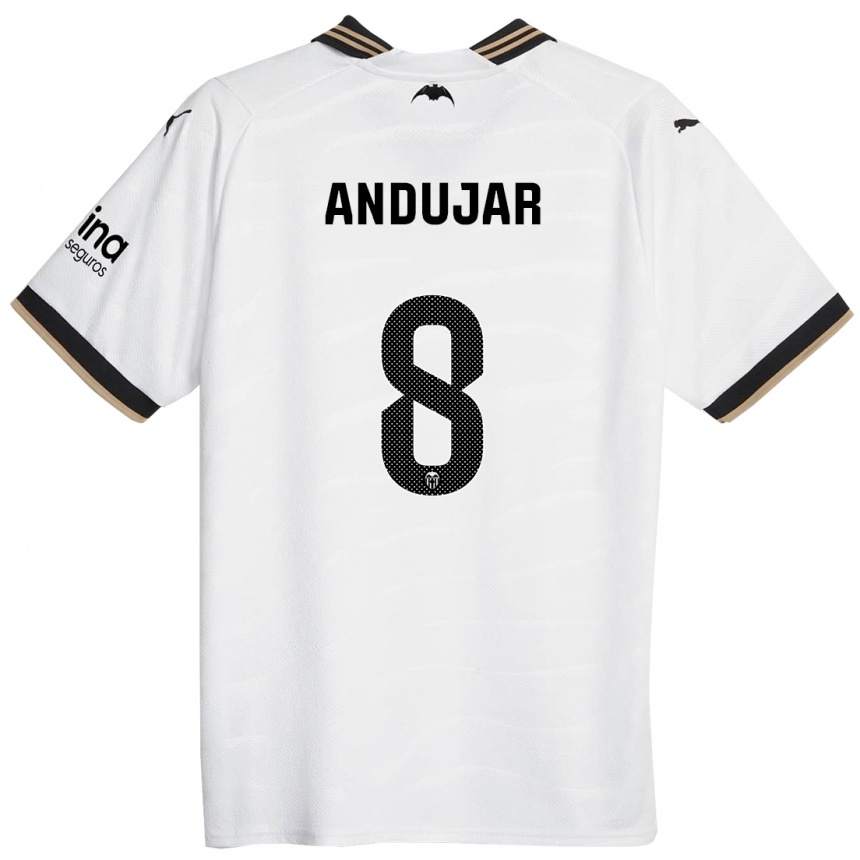 キッズフットボールキャンデラ・アンドゥハー#8白ホームシャツ2023/24ジャージーユニフォーム