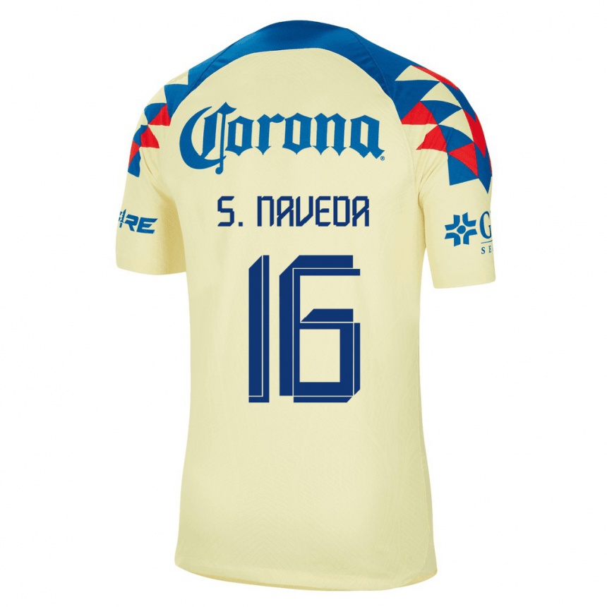 キッズフットボールサンティアゴ・ナベダ#16黄色ホームシャツ2023/24ジャージーユニフォーム