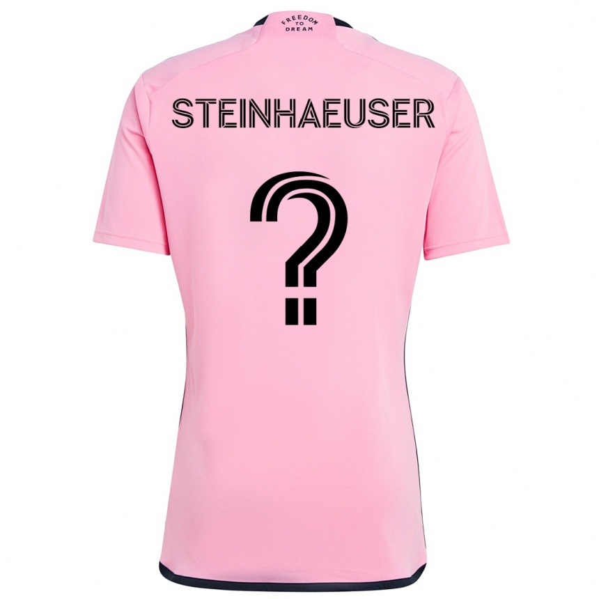 キッズフットボールMarcus Steinhaeuser#0ピンクホームシャツ2024/25ジャージーユニフォーム