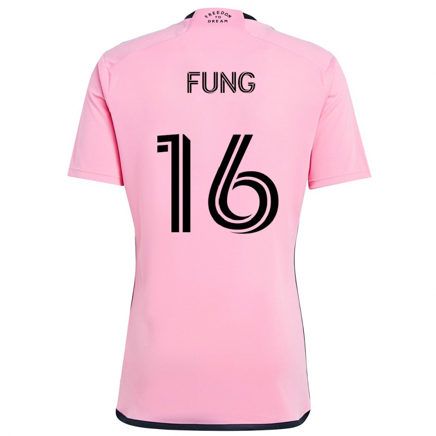 キッズフットボールVictor Fung#16ピンクホームシャツ2024/25ジャージーユニフォーム