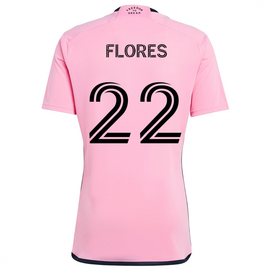 キッズフットボールAlejandro Flores#22ピンクホームシャツ2024/25ジャージーユニフォーム