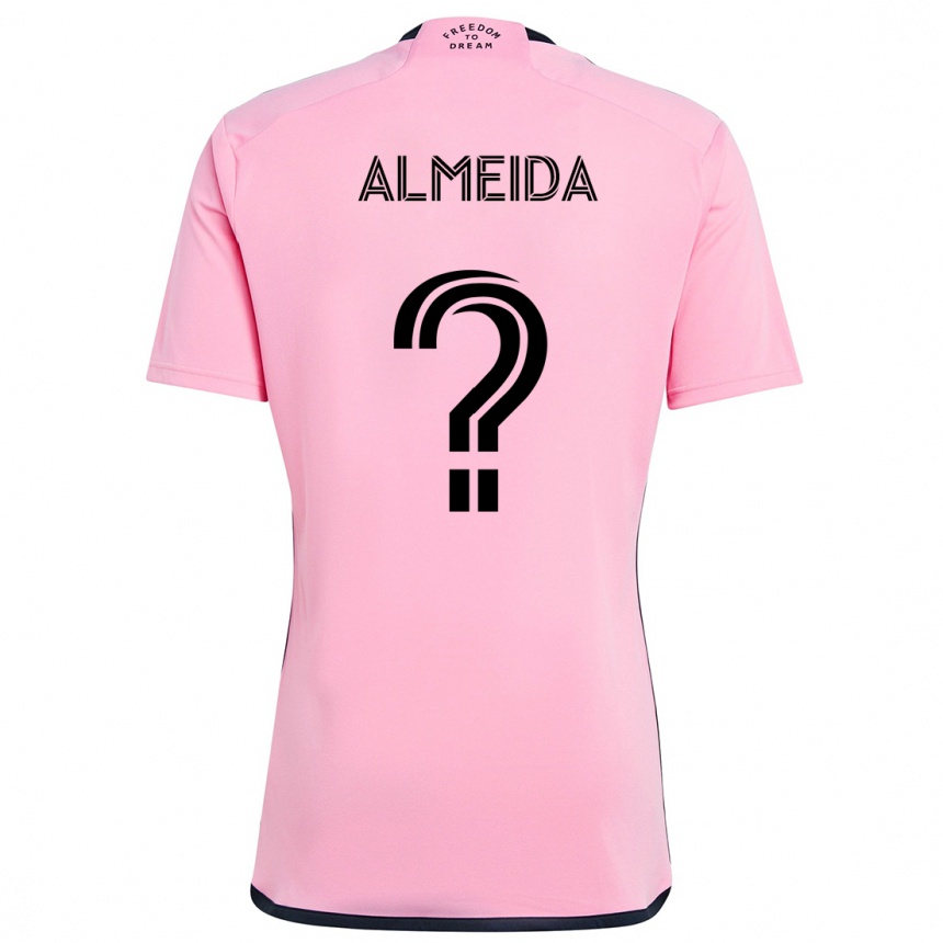 キッズフットボールNicholas Almeida#0ピンクホームシャツ2024/25ジャージーユニフォーム