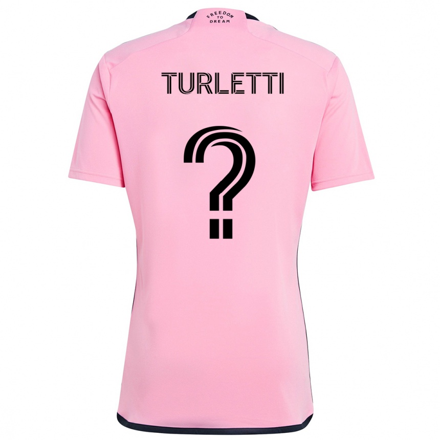 キッズフットボールMateo Turletti#0ピンクホームシャツ2024/25ジャージーユニフォーム