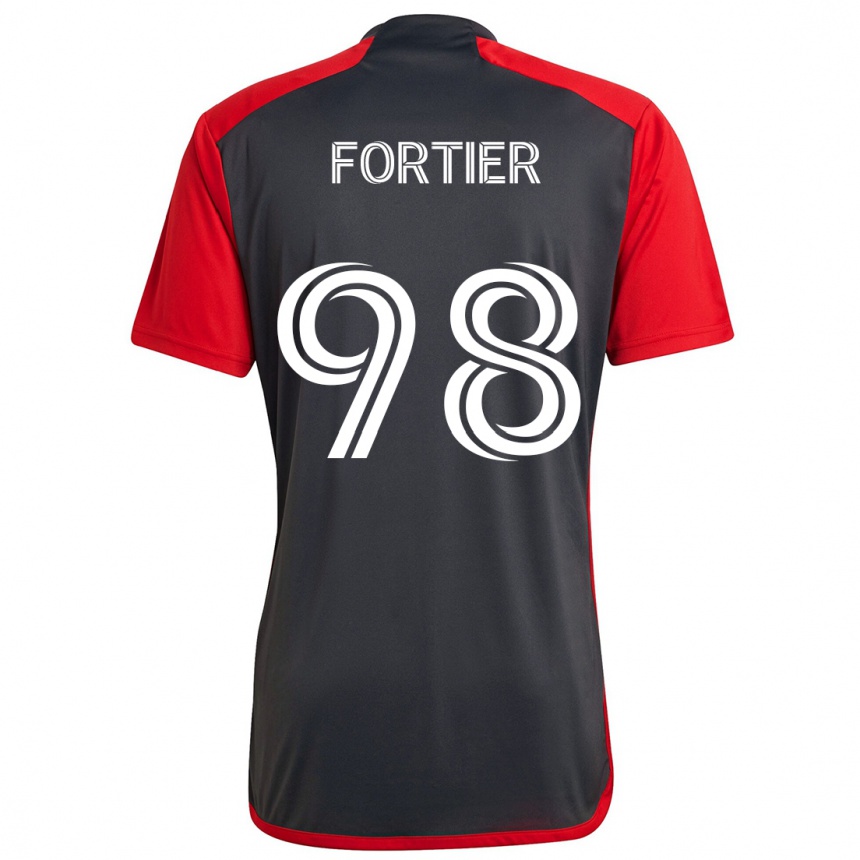 キッズフットボールKristjan Fortier#98グレインレッドホームシャツ2024/25ジャージーユニフォーム