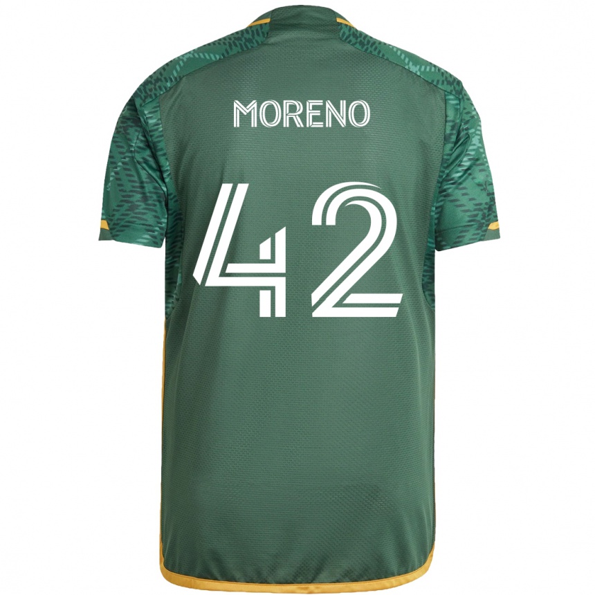 キッズフットボールAlexis Moreno#42グリーンオレンジホームシャツ2024/25ジャージーユニフォーム