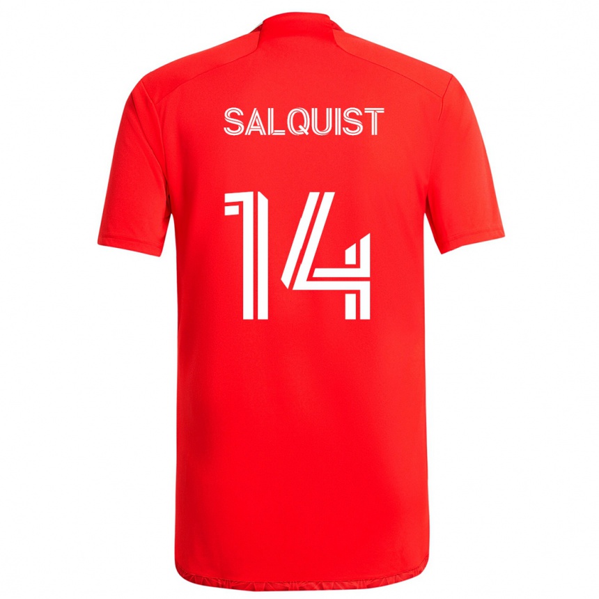 キッズフットボールTobias Salquist#14赤白ホームシャツ2024/25ジャージーユニフォーム