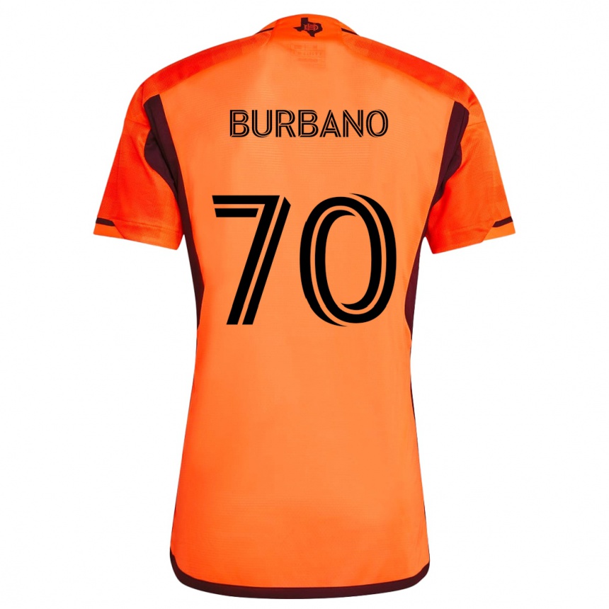 キッズフットボールJordy Burbano#70オレンジ ブラックホームシャツ2024/25ジャージーユニフォーム