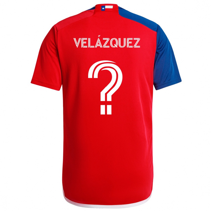 キッズフットボールOugir Velázquez#0青 赤ホームシャツ2024/25ジャージーユニフォーム