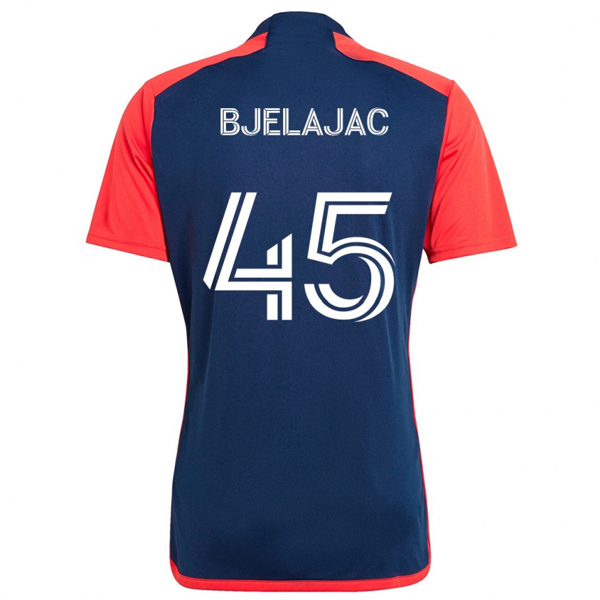 キッズフットボールAndrej Bjelajac#45青 赤ホームシャツ2024/25ジャージーユニフォーム