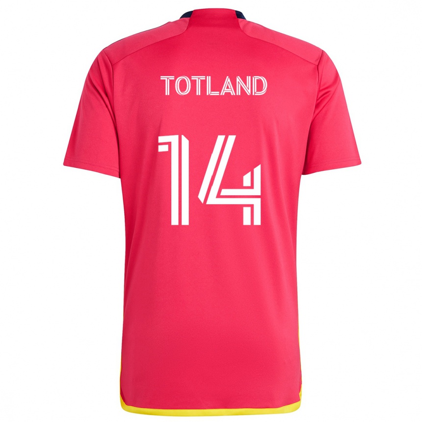 キッズフットボールTomas Totland#14赤青ホームシャツ2024/25ジャージーユニフォーム