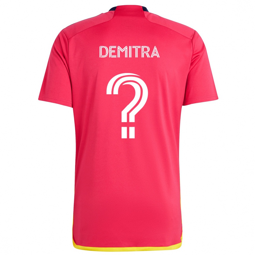 キッズフットボールLucas Demitra#0赤青ホームシャツ2024/25ジャージーユニフォーム