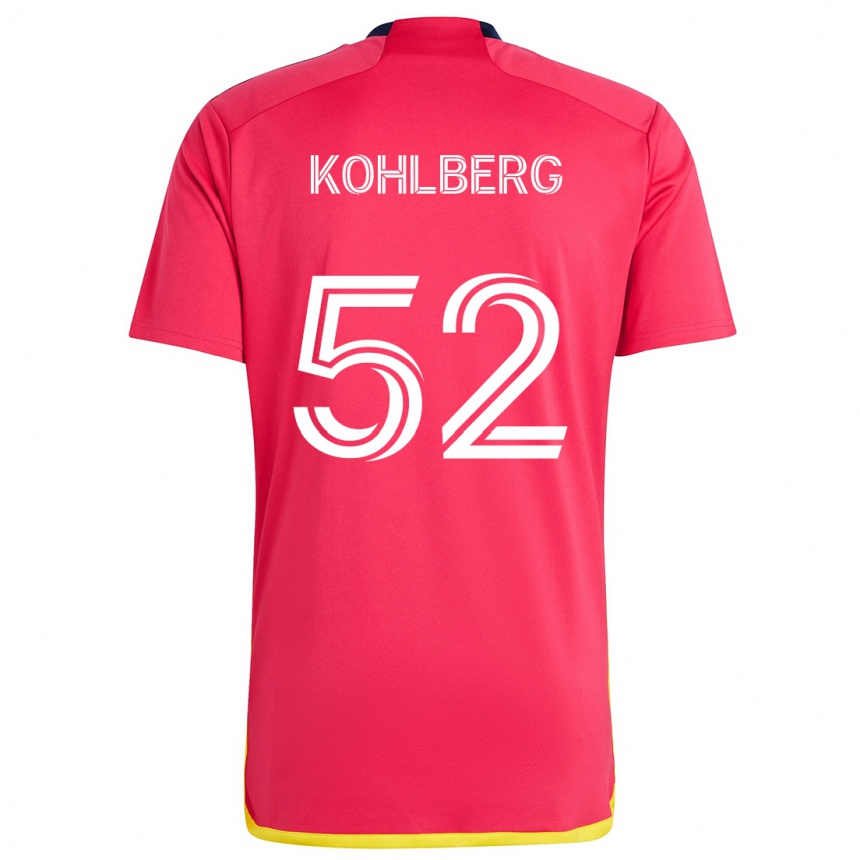 キッズフットボールAndrew Kohlberg#52赤青ホームシャツ2024/25ジャージーユニフォーム