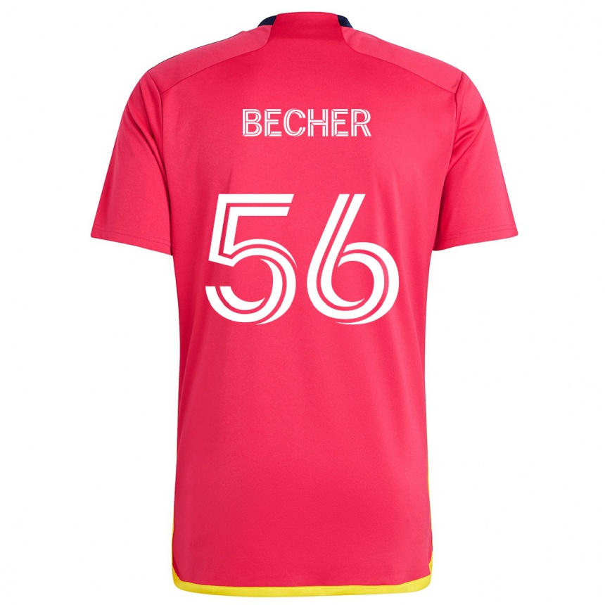 キッズフットボールRyan Becher#56赤青ホームシャツ2024/25ジャージーユニフォーム