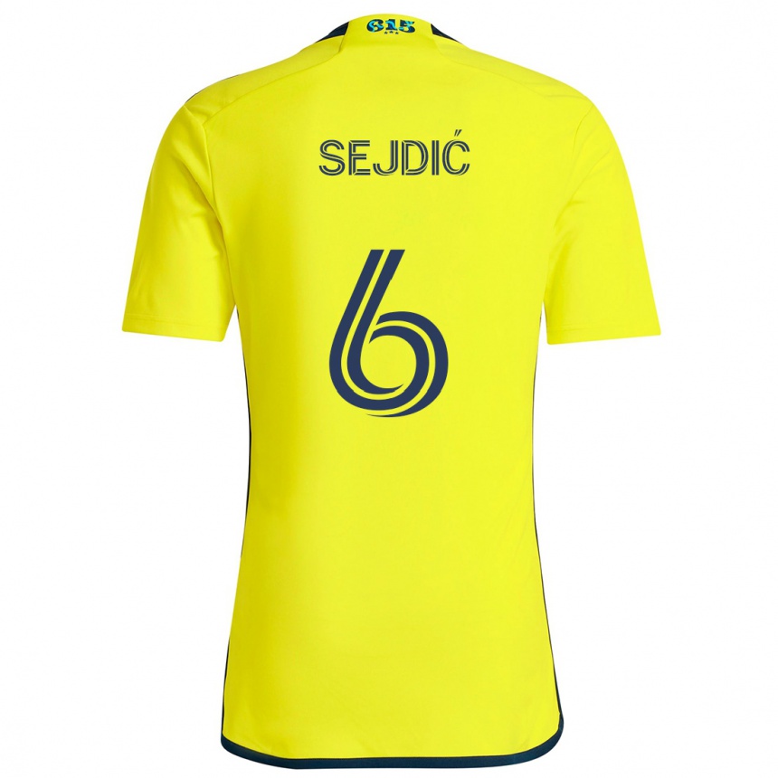 キッズフットボールAmar Sejdić#6黄 青ホームシャツ2024/25ジャージーユニフォーム