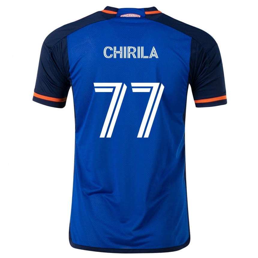 キッズフットボールStefan Chirila#77ブルーホワイトホームシャツ2024/25ジャージーユニフォーム