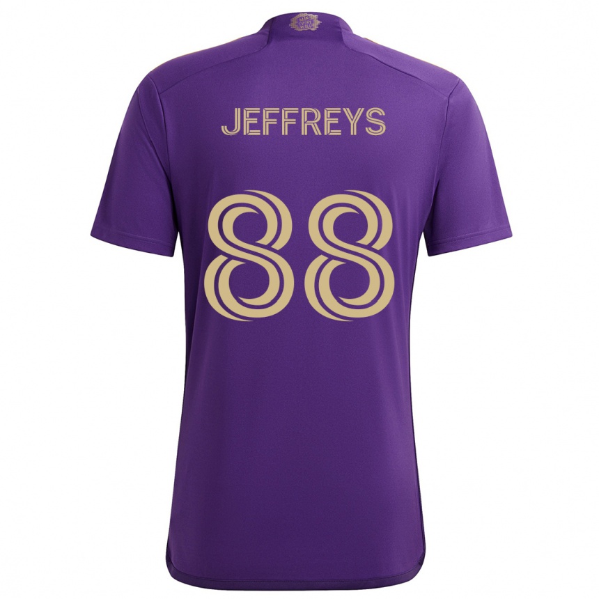 キッズフットボールTj Jeffreys#88紫 黄色ホームシャツ2024/25ジャージーユニフォーム