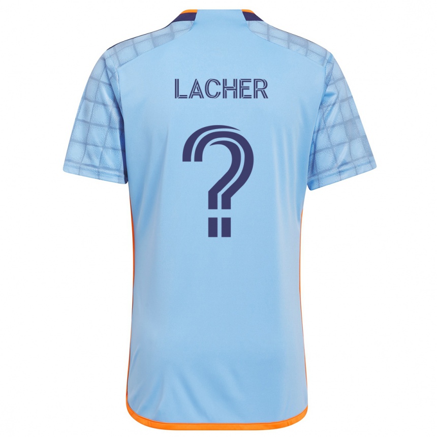 キッズフットボールJulien Lacher#0ブルーオレンジホームシャツ2024/25ジャージーユニフォーム