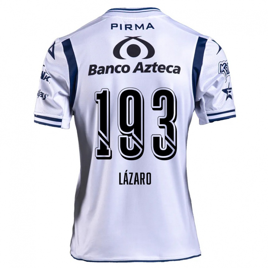 キッズフットボールJuan Lázaro#193ホワイト ネイビーブルーホームシャツ2024/25ジャージーユニフォーム